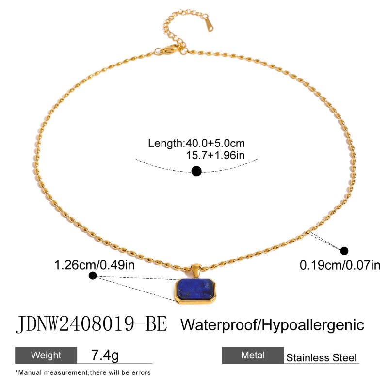 European American Stainless Steel Geometric Tiger Eye Natural Stone Pendant Necklace Niche Light Luxury Design Jewelry Internet Famous