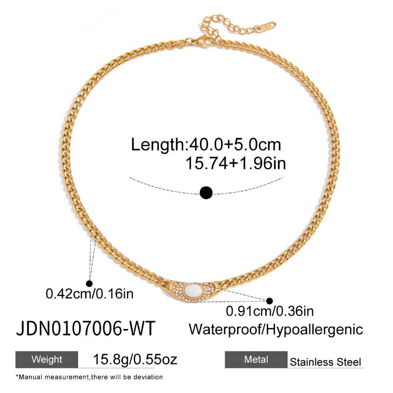 Cross Border Stainless Steel Crystal Natural Stone Necklace For Women Light Luxury Premium Clavicle Chain Titanium Steel Jewelry