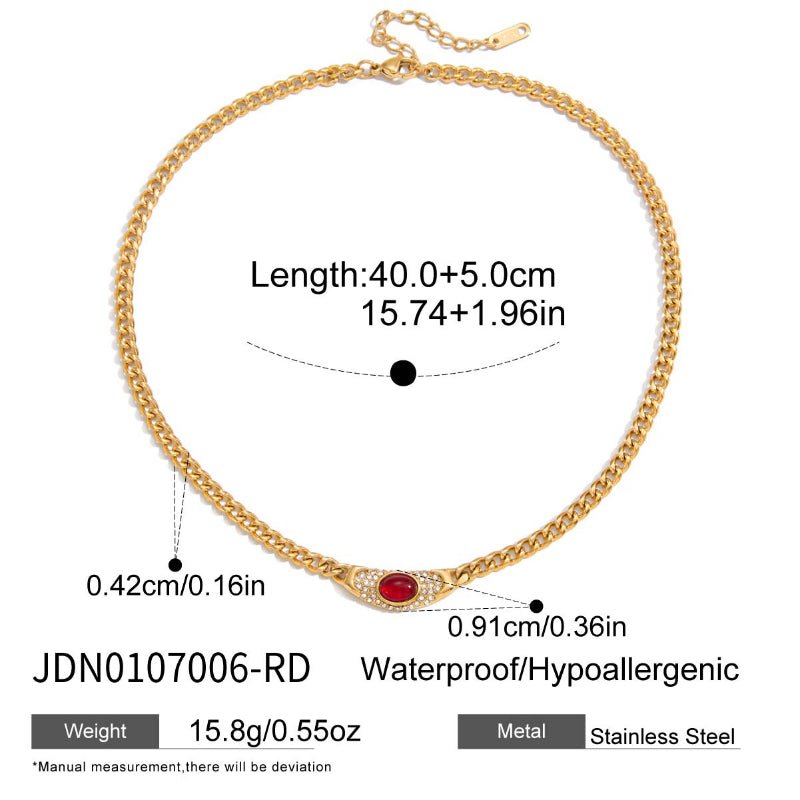 Cross Border Stainless Steel Crystal Natural Stone Necklace For Women Light Luxury Premium Clavicle Chain Titanium Steel Jewelry