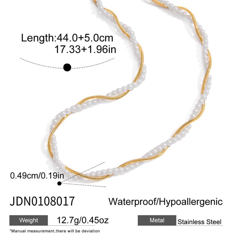 Titanium Steel Faux Pearl Necklace Light Luxury Premium Clavicle Chain Stainless Steel Women Jewelry Non Fading Cross Border