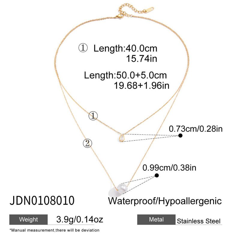 Titanium Steel Faux Pearl Necklace Light Luxury Premium Clavicle Chain Stainless Steel European American Jewelry Cross Border Zircon Jewelry