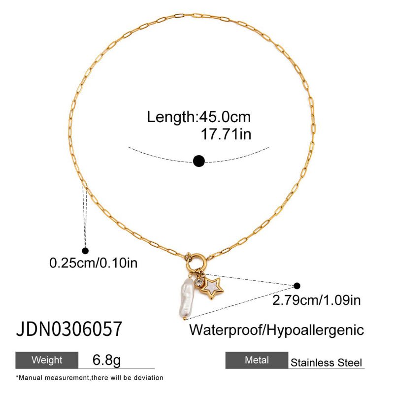 European American Titanium Steel Freshwater Pearl Necklace Light Luxury Premium Jewelry Non Fading Stainless Steel Cross Border