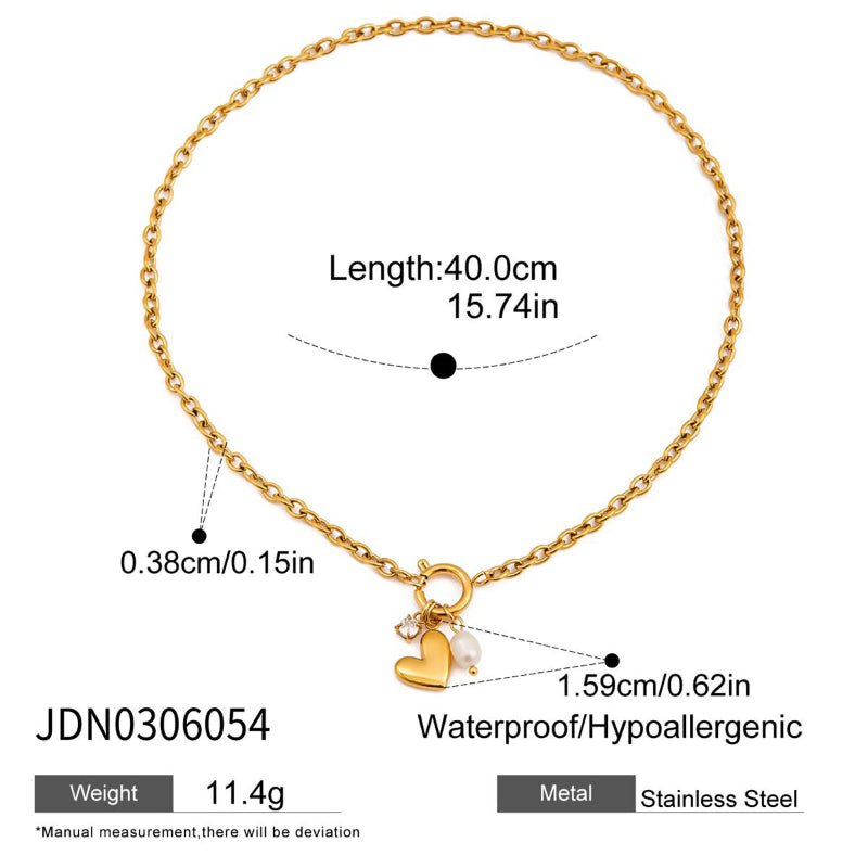 European American Titanium Steel Freshwater Pearl Necklace Light Luxury Premium Jewelry Non Fading Stainless Steel Cross Border