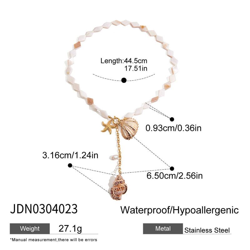 Titanium Steel Conch Freshwater Pearl Necklace Women Light Luxury Premium Clavicle Chain Cross Border Hot Sale Stainless Steel Jewelry