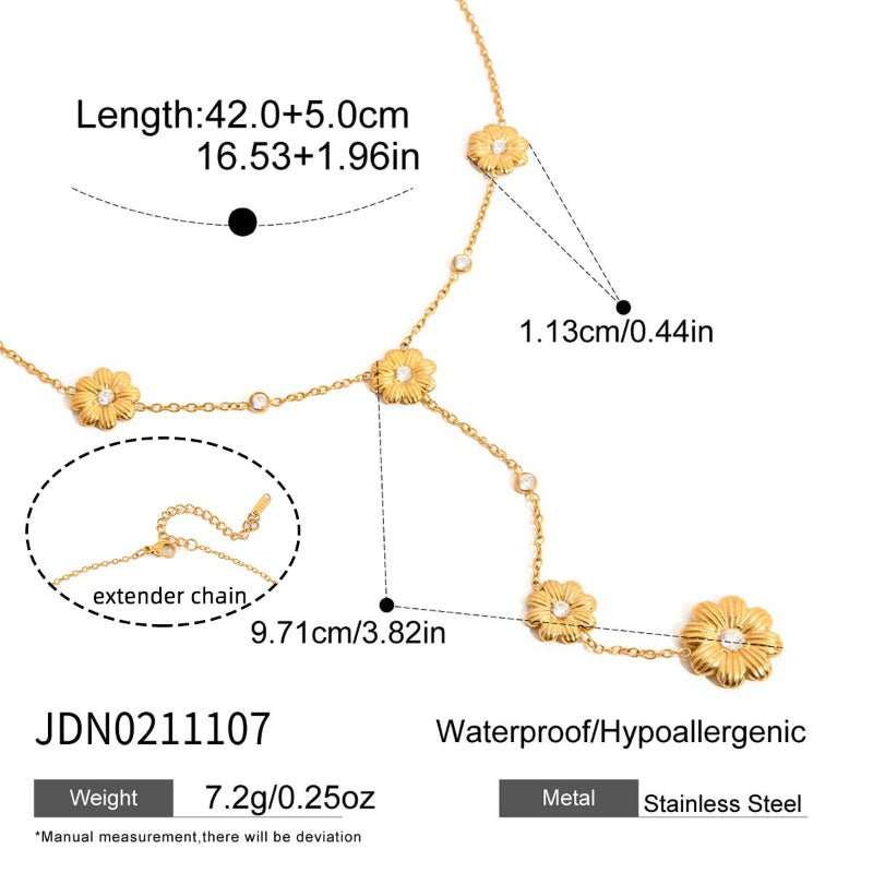 European American Daisy Flower Jewelry Titanium Steel Necklace Light Luxury Minimalist Clavicle Chain Choker Stainless Steel Cross Border Jewelry