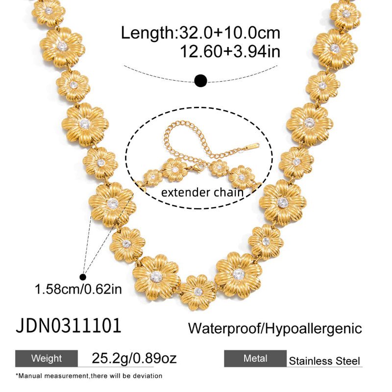 European American Daisy Flower Jewelry Titanium Steel Necklace Light Luxury Minimalist Clavicle Chain Choker Stainless Steel Cross Border Jewelry