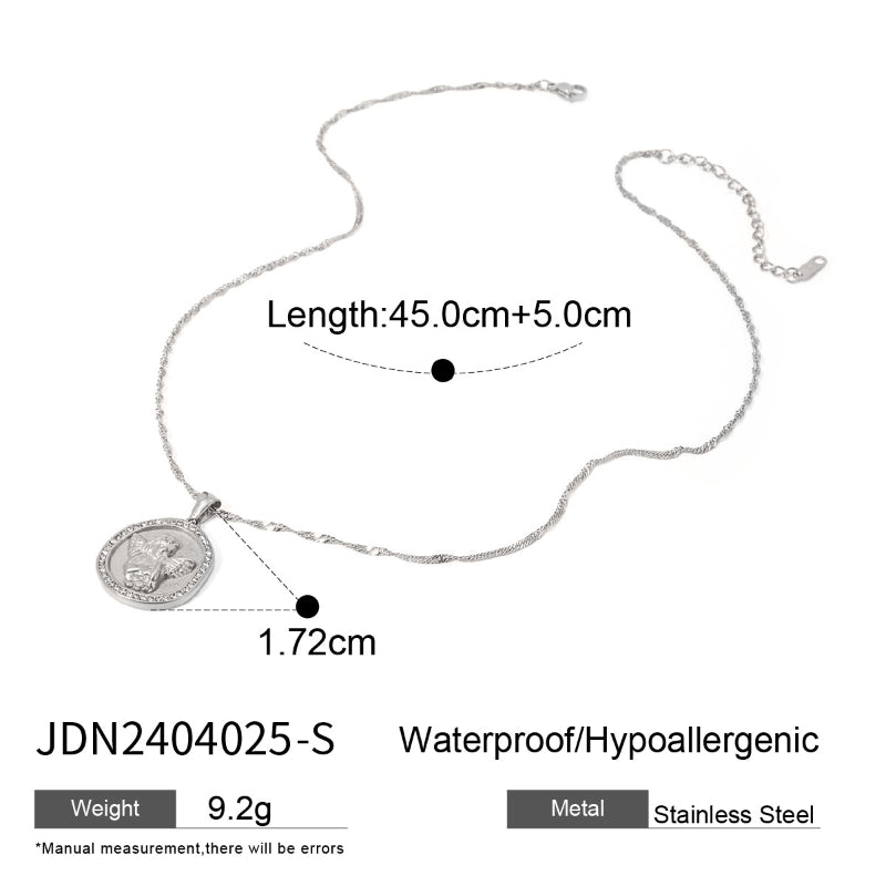 European American Titanium Steel Zircon Necklace Light Luxury Minimalist Design Clavicle Chain Body Chain Stainless Steel Cross Border Jewelry