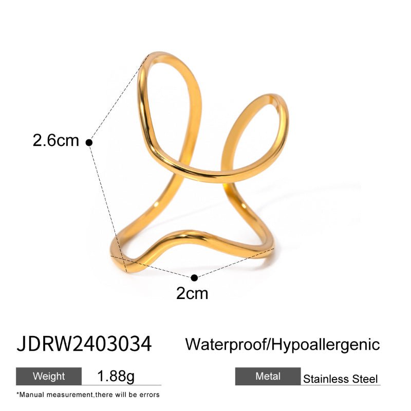 Cross-Border Stainless Steel Chunky Statement Ring Women's High-End Irregular Ins Style Titanium Steel Band European American Fashion Rings