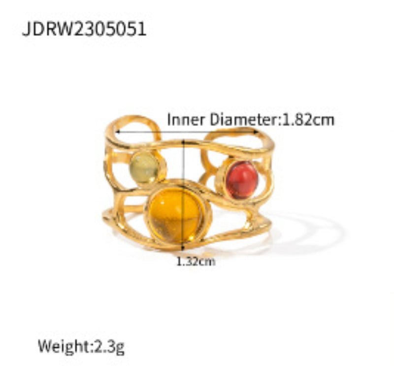 European American Stainless Steel Tiger Eye Stone Ring Premium Natural Stone Finger Ring Titanium Steel Jewelry Cross Border Rings