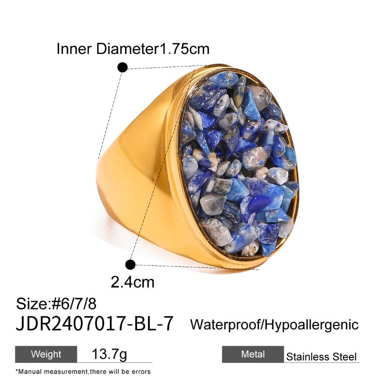 European American Stainless Steel Natural Stone Bold Ring Premium INS Finger Ring Titanium Steel Jewelry Cross Border Rings