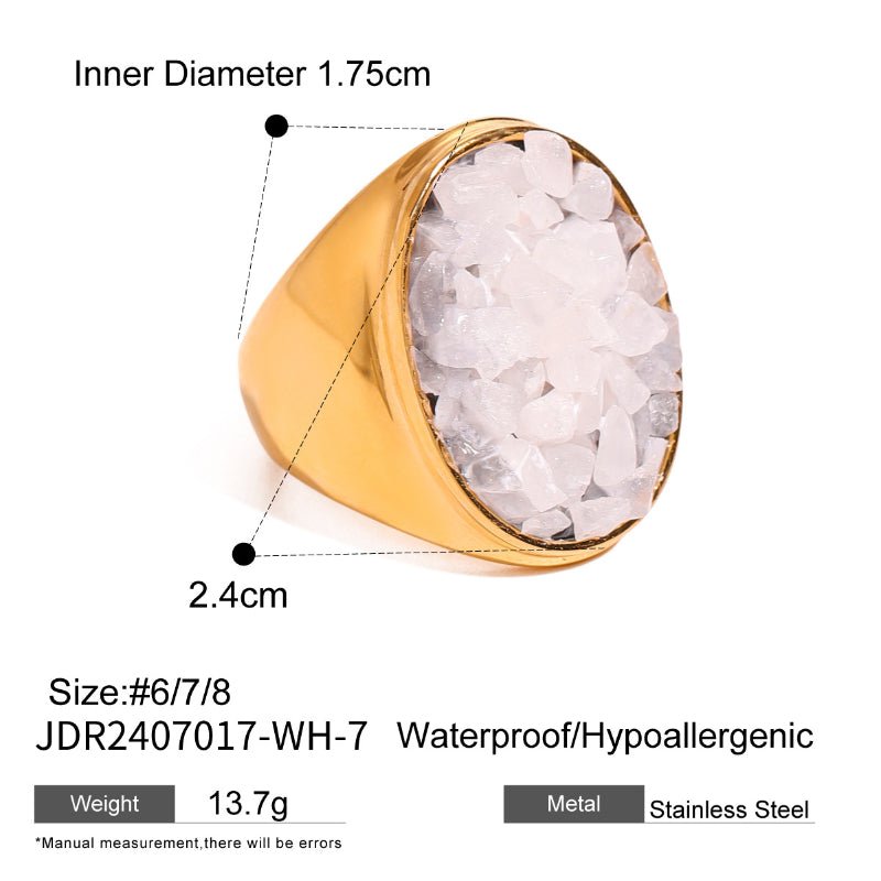 European American Stainless Steel Natural Stone Bold Ring Premium INS Finger Ring Titanium Steel Jewelry Cross Border Rings