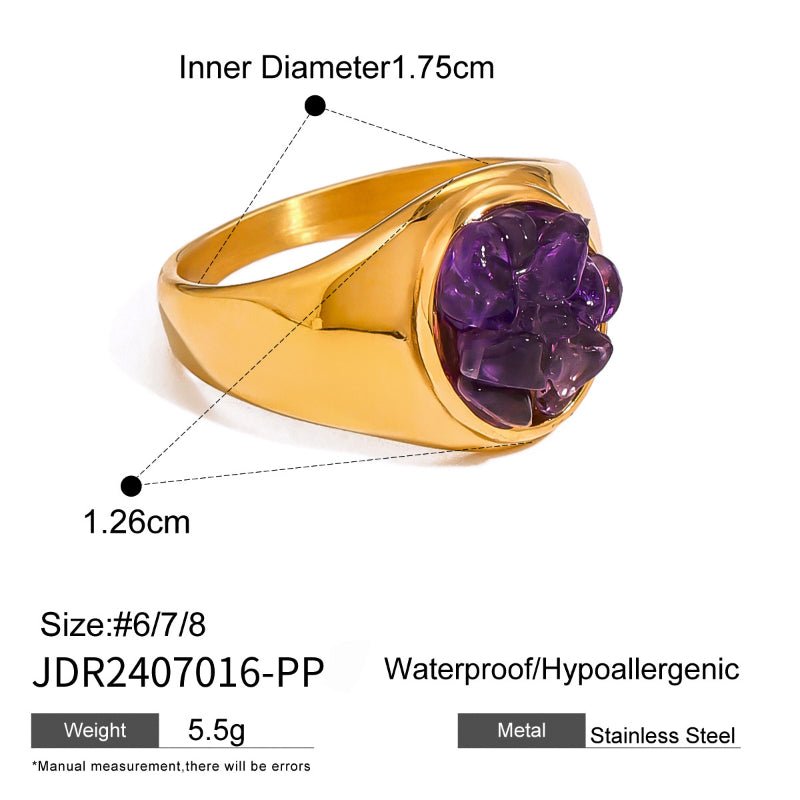 European American Stainless Steel Natural Stone Bold Ring Premium INS Finger Ring Titanium Steel Jewelry Cross Border Rings