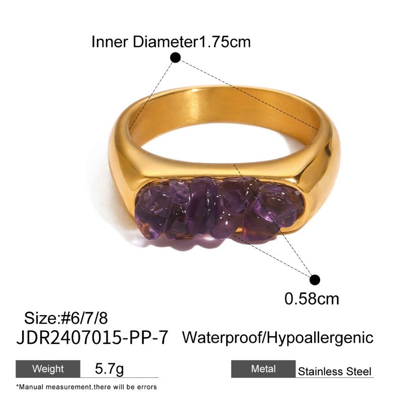 European American Stainless Steel Natural Stone Bold Ring Premium INS Finger Ring Titanium Steel Jewelry Cross Border Rings