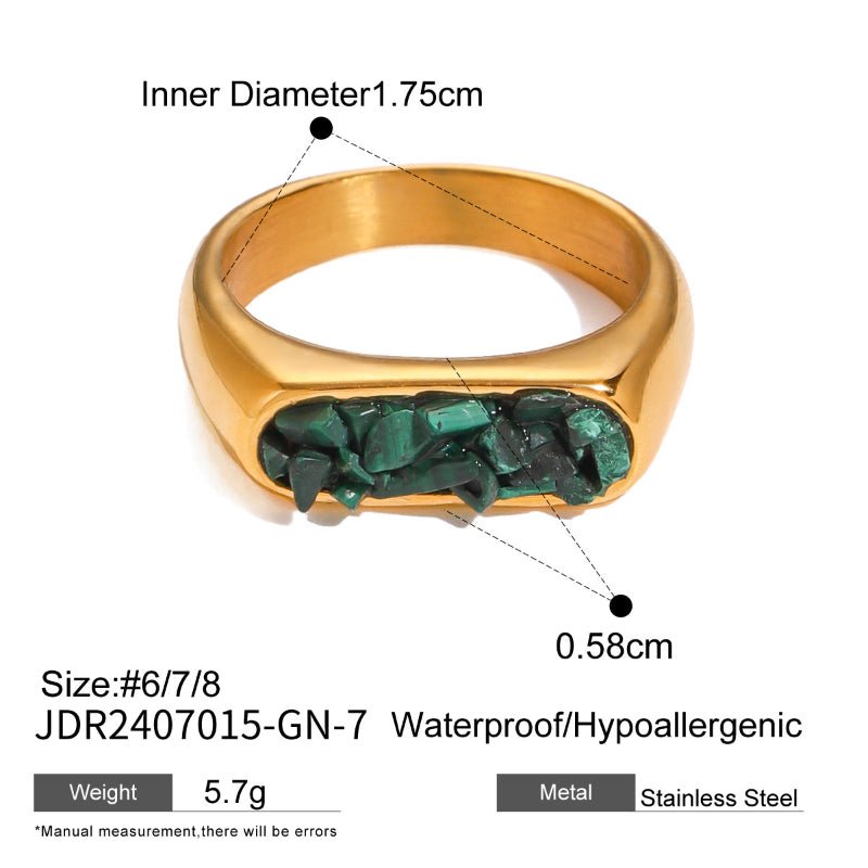 European American Stainless Steel Natural Stone Bold Ring Premium INS Finger Ring Titanium Steel Jewelry Cross Border Rings