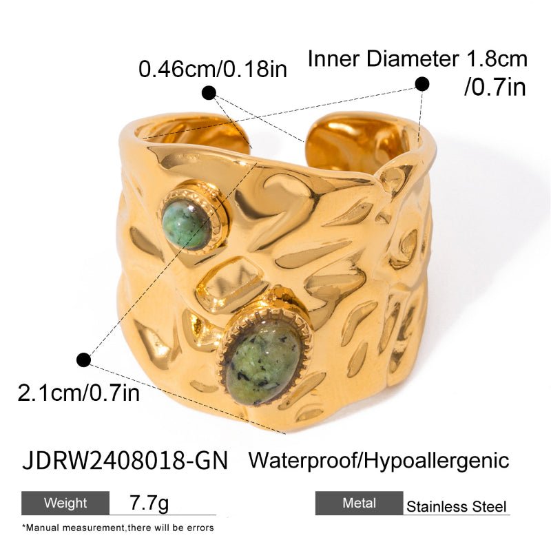 European American Stainless Steel Natural Stone Turquoise Ring Premium Niche Finger Ring Titanium Steel Jewelry Cross Border Ring