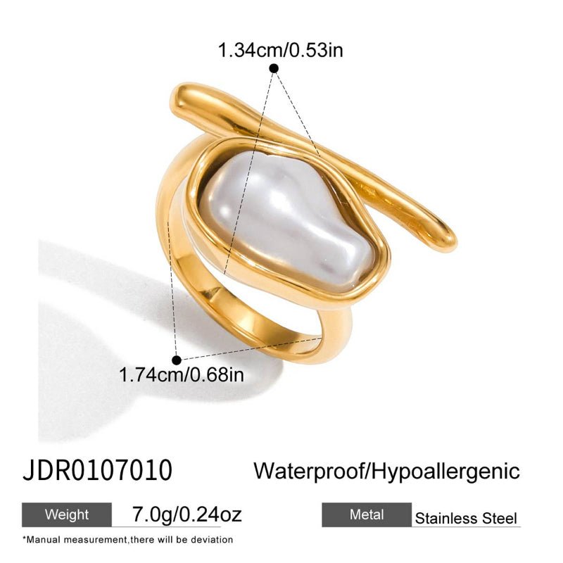 Imitation Baroque Pearl Ring Titanium Steel Non Fading Jewelry Light Luxury Premium Stainless Steel Autumn Winter Women Accessories