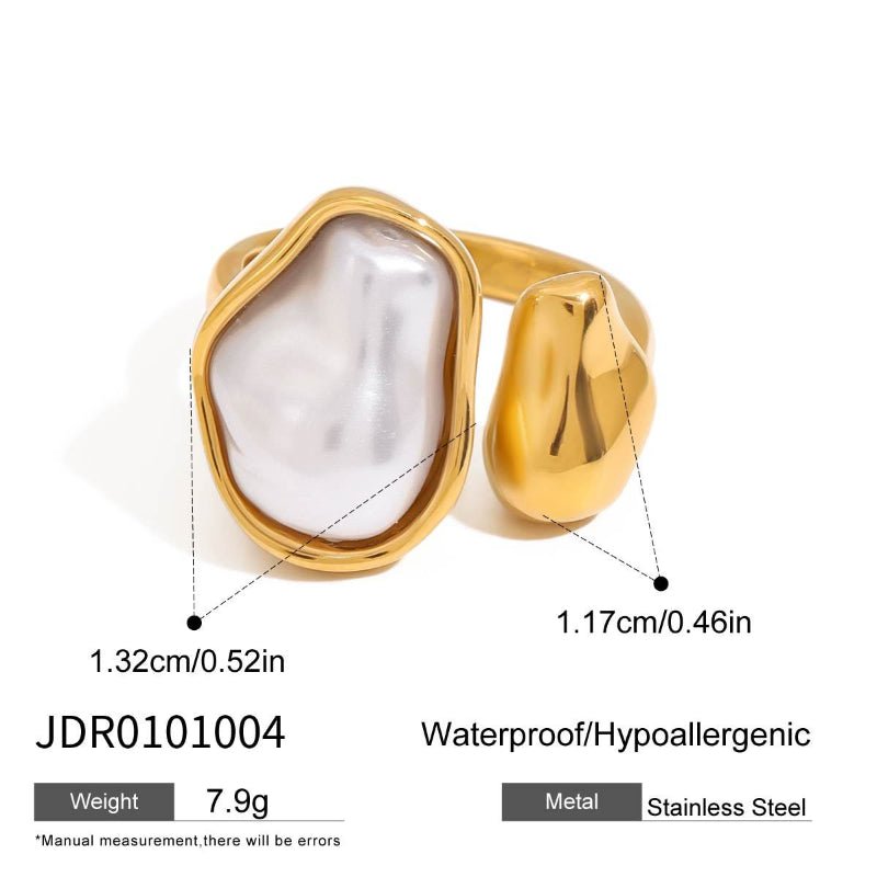 Imitation Baroque Pearl Ring Titanium Steel Non Fading Jewelry Light Luxury Premium Stainless Steel Autumn Winter Women Accessories