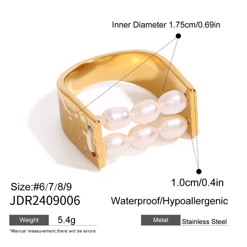 Cross Border Freshwater Pearl Ring Titanium Steel Non Fading Jewelry Light Luxury Premium Stainless Steel Jewelry Rings