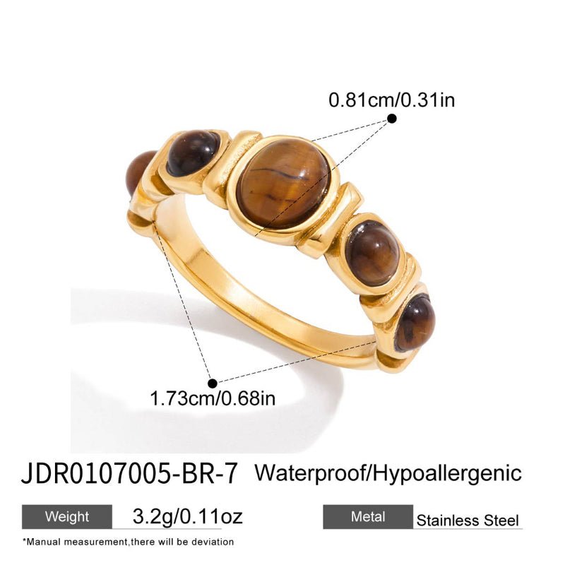 European American Stainless Steel Tiger Eye Ring Minimalist High Grade 18K Gold Jewelry Titanium Steel Cross Border Jewelry Rings