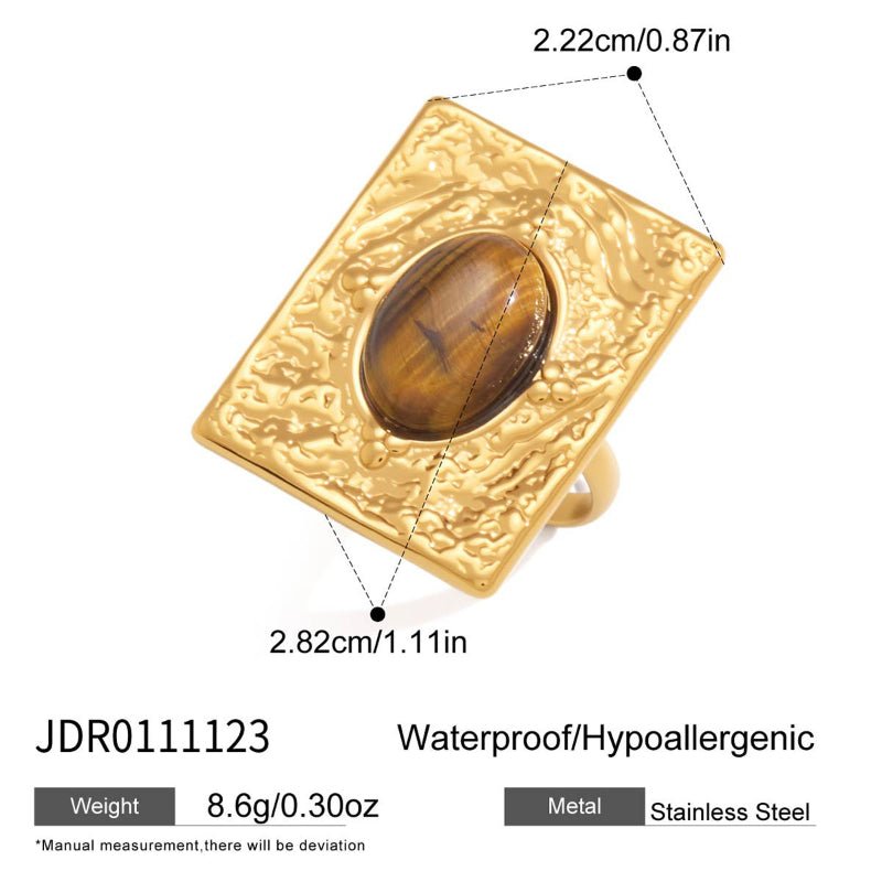 European American Stainless Steel Tiger Eye Ring Minimalist High Grade 18K Gold Jewelry Titanium Steel Cross Border Jewelry Rings