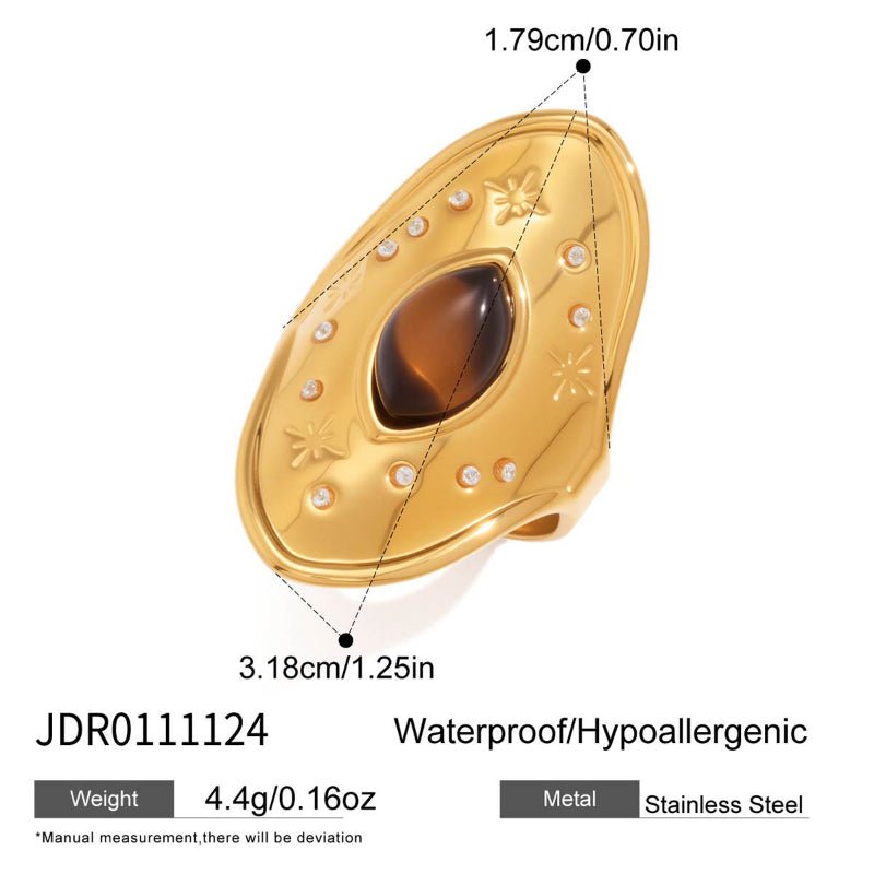 European American Stainless Steel Tiger Eye Ring Minimalist High Grade 18K Gold Jewelry Titanium Steel Cross Border Jewelry Rings