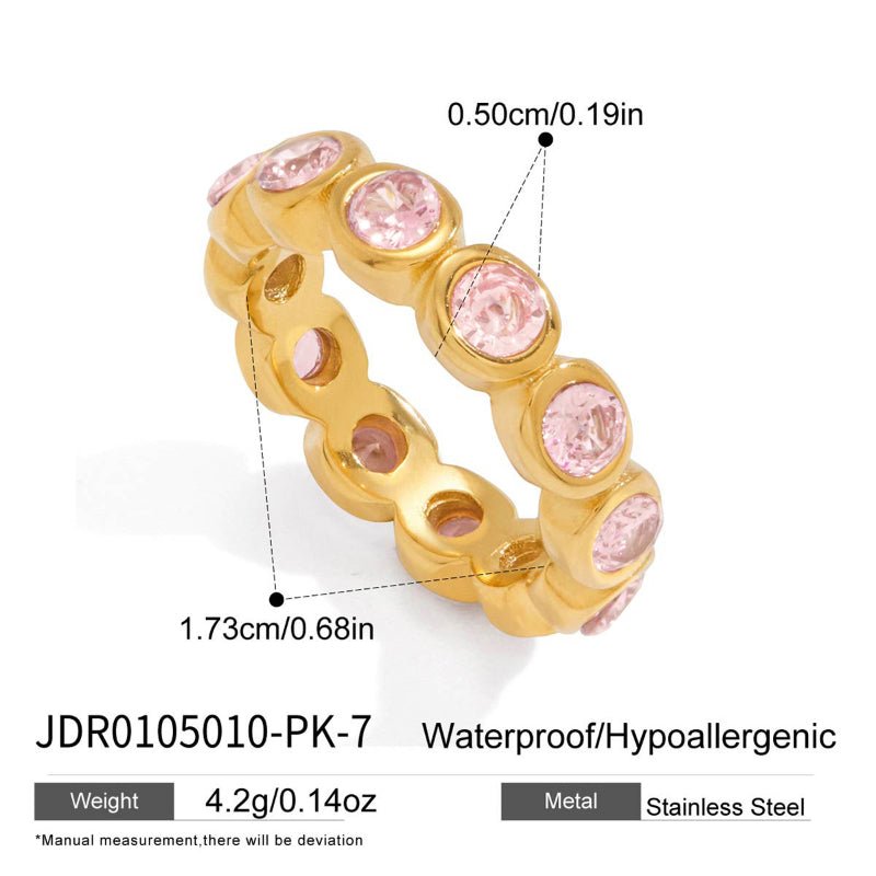 Stainless Steel Zircon Ring Minimalist High Grade Design Finger Ring 18K Gold European American Cross Border Titanium Steel Jewelry For Women