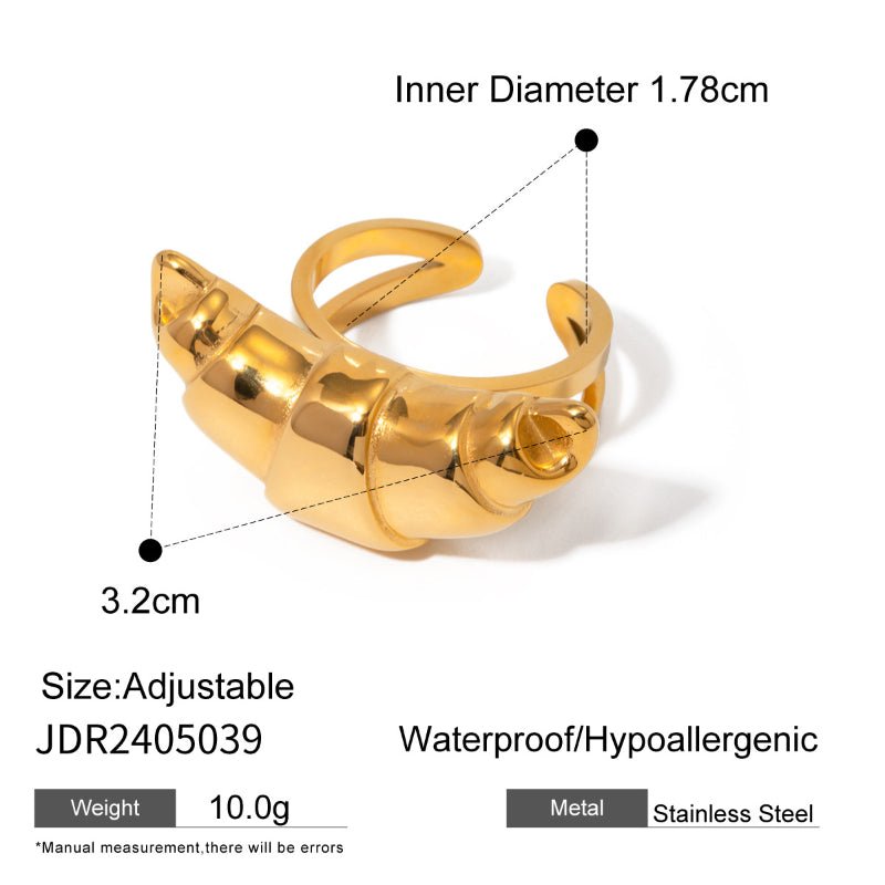 18K Gold Plated Ring For Women Non Fading Titanium Steel Finger Ring Light Luxury High Grade Jewelry Stainless Steel Cross Border Jewelry