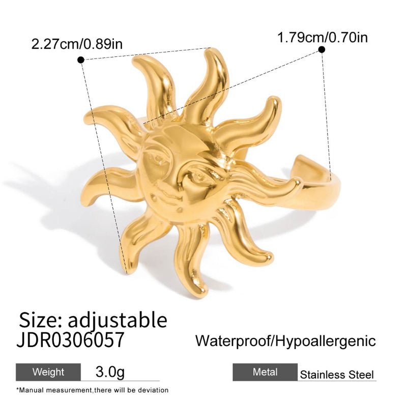 Moon Star Color Block Titanium Steel Ring for Women | Waterproof Non-Fading Hypoallergenic Stainless Steel Fashion Jewelry