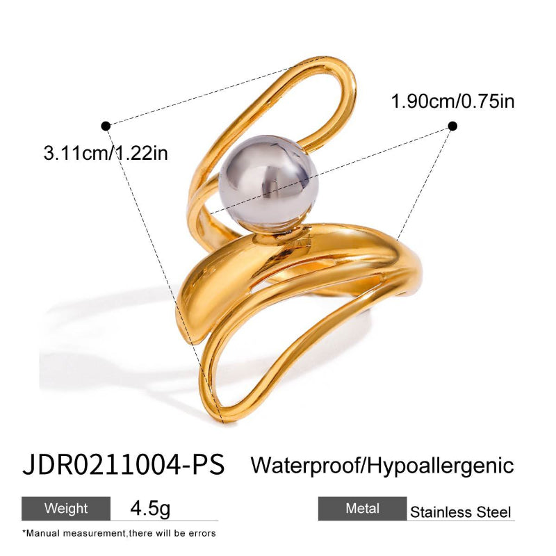 European and American Jewelry Stainless Steel Pearl Ring Titanium Steel Non-Fading Jewelry Niche Design Finger Ring Ring Cross-border