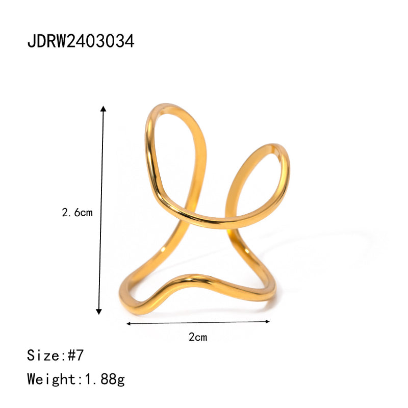 European and American Stainless Steel Irregular Ring High Grade Niche Opening Ring Titanium Steel Jewelry Cross-border Ring