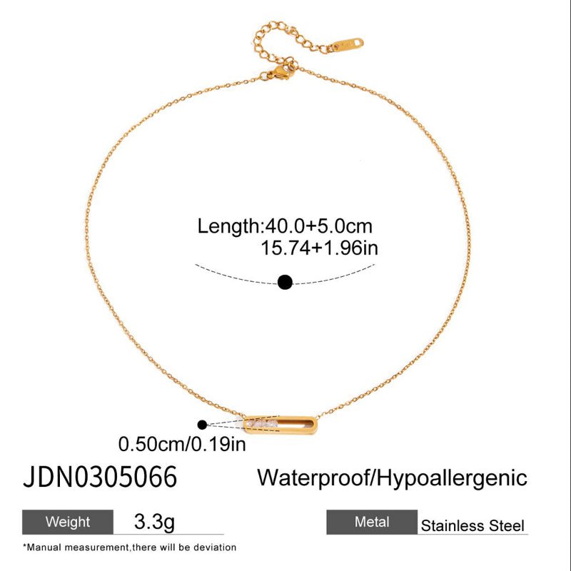 European American Rhinestone Titanium Steel Necklace Non Fading Light Luxury Clavicle Chain Stainless Steel Jewelry High End Cross Border Hot Sale