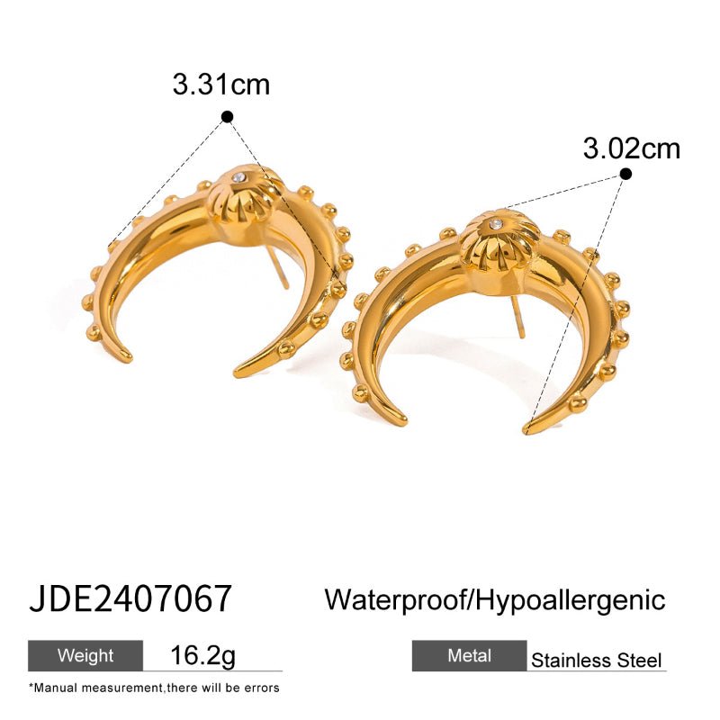 European American Stainless Steel Double C Earrings Premium INS Zircon Earrings Titanium Steel Earrings Cross Border Earrings