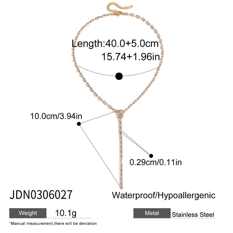 Titanium Steel Zircon Light Luxury Sweater Necklace 18K Gold For Women Autumn Winter Premium Y Necklace Stainless Steel Cross Border Jewelry