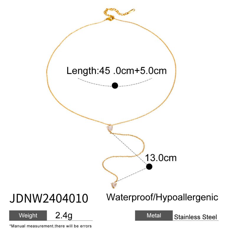 Titanium Steel Zircon Light Luxury Sweater Necklace 18K Gold For Women Autumn Winter Premium Y Necklace Stainless Steel Cross Border Jewelry