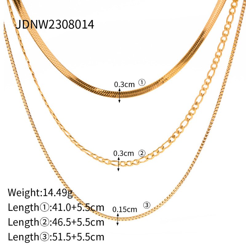 European American Three Layer Stacked Titanium Steel Necklace For Women Light Luxury Premium Clavicle Chain Stainless Steel Jewelry Cross Border
