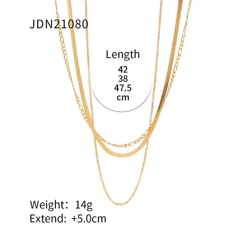 European American Three Layer Stacked Titanium Steel Necklace For Women Light Luxury Premium Clavicle Chain Stainless Steel Jewelry Cross Border