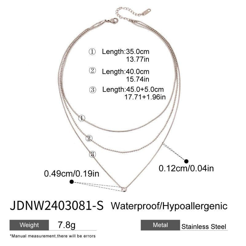 European American Three Layer Stacked Titanium Steel Necklace For Women Light Luxury Premium Clavicle Chain Stainless Steel Jewelry Cross Border