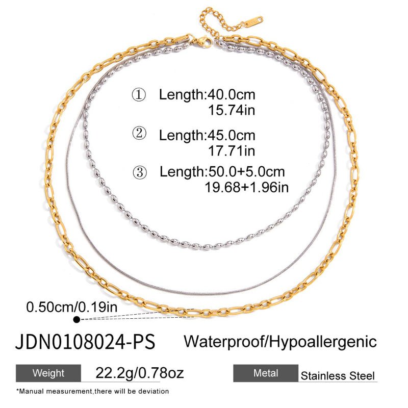 European American Three Layer Stacked Titanium Steel Necklace For Women Light Luxury Premium Clavicle Chain Stainless Steel Jewelry Cross Border