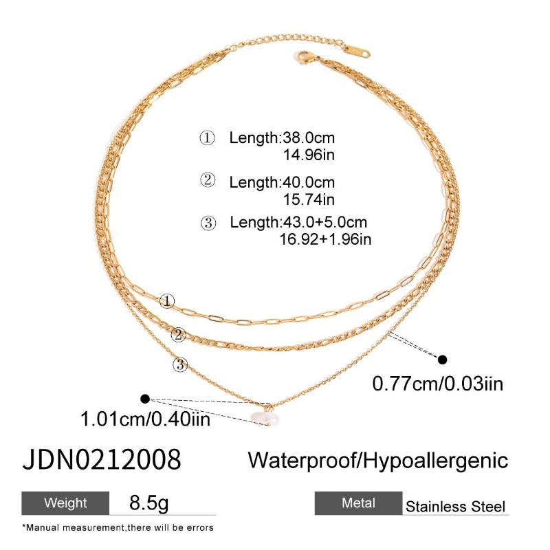 European American Three Layer Stacked Titanium Steel Necklace For Women Light Luxury Premium Clavicle Chain Stainless Steel Jewelry Cross Border