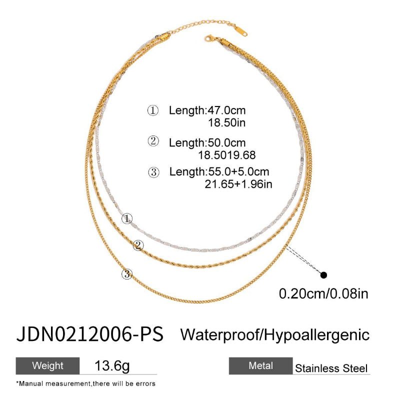 European American Three Layer Stacked Titanium Steel Necklace For Women Light Luxury Premium Clavicle Chain Stainless Steel Jewelry Cross Border