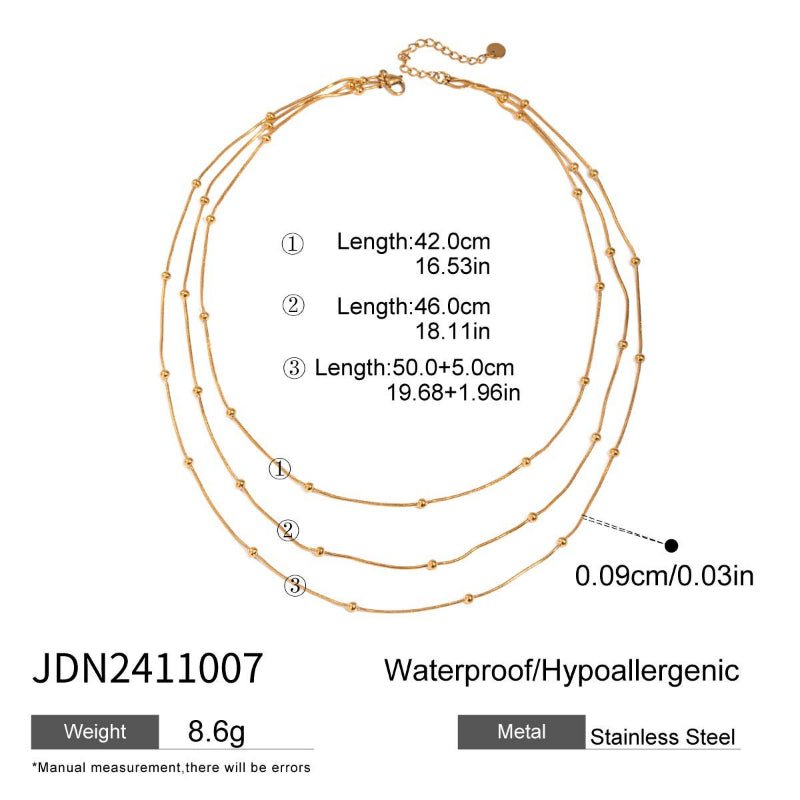 European American Three Layer Stacked Titanium Steel Necklace For Women Light Luxury Premium Clavicle Chain Stainless Steel Jewelry Cross Border