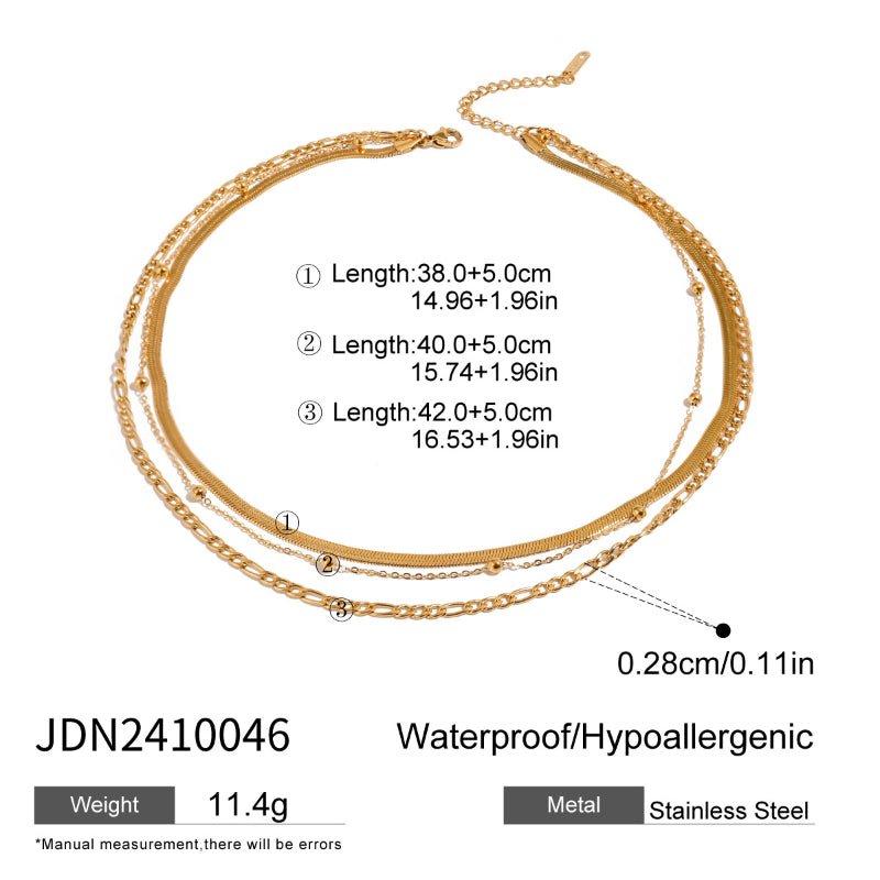 European American Three Layer Stacked Titanium Steel Necklace For Women Light Luxury Premium Clavicle Chain Stainless Steel Jewelry Cross Border