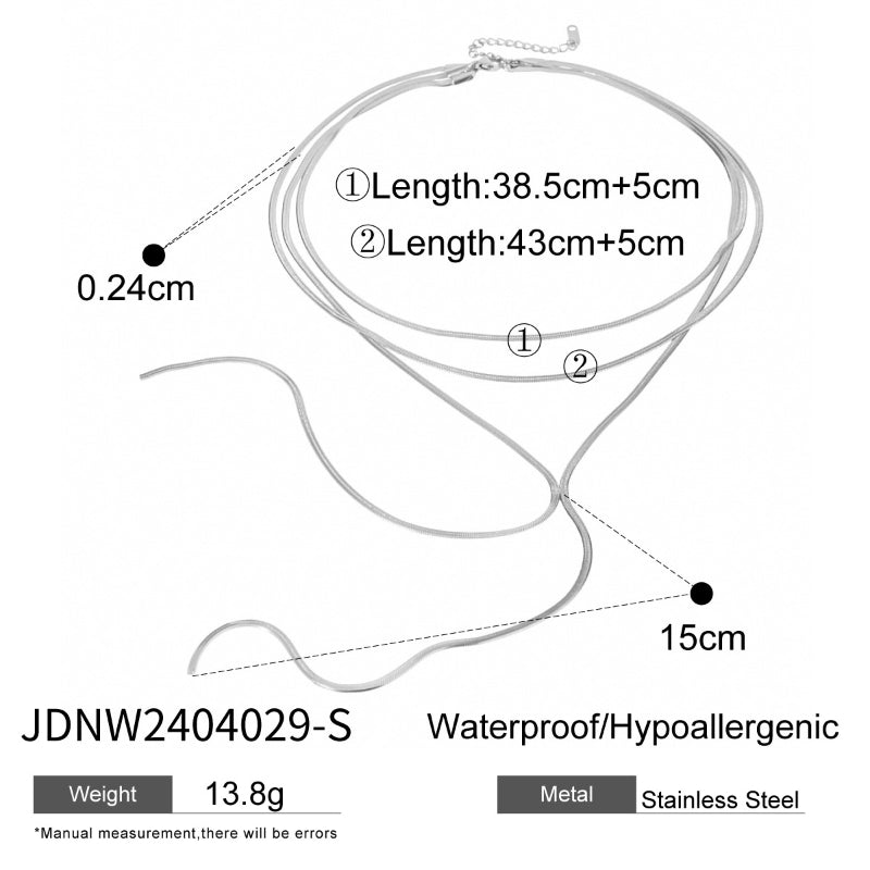 European American Three Layer Stacked Titanium Steel Necklace For Women Light Luxury Premium Clavicle Chain Stainless Steel Jewelry Cross Border