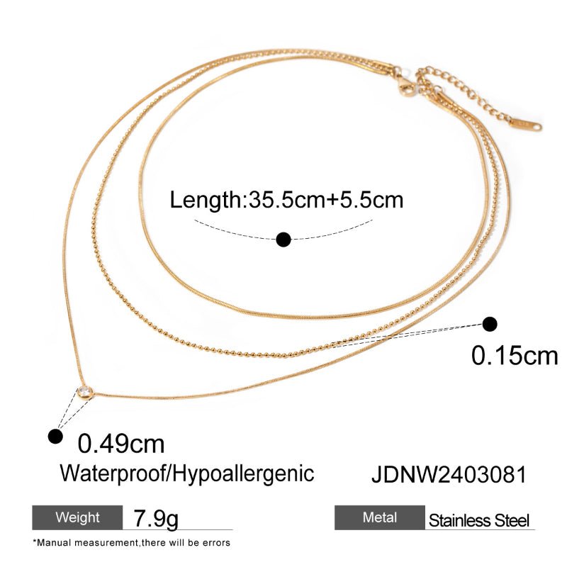 European American Three Layer Stacked Titanium Steel Necklace For Women Light Luxury Premium Clavicle Chain Stainless Steel Jewelry Cross Border