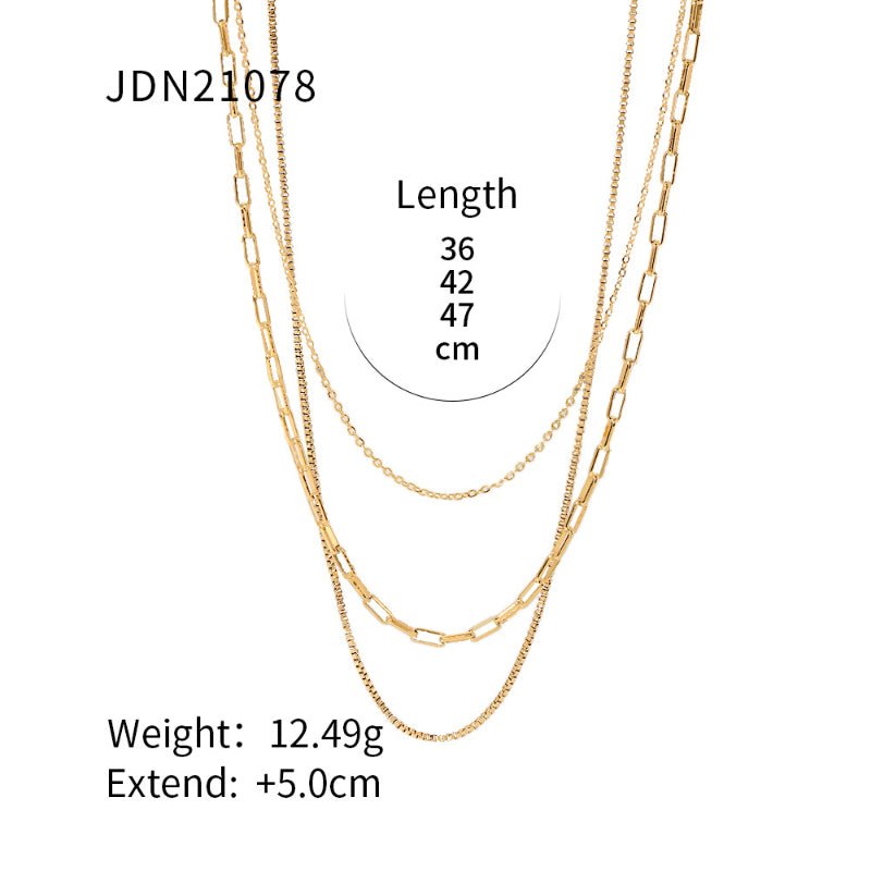 European American Three Layer Stacked Titanium Steel Necklace For Women Light Luxury Premium Clavicle Chain Stainless Steel Jewelry Cross Border