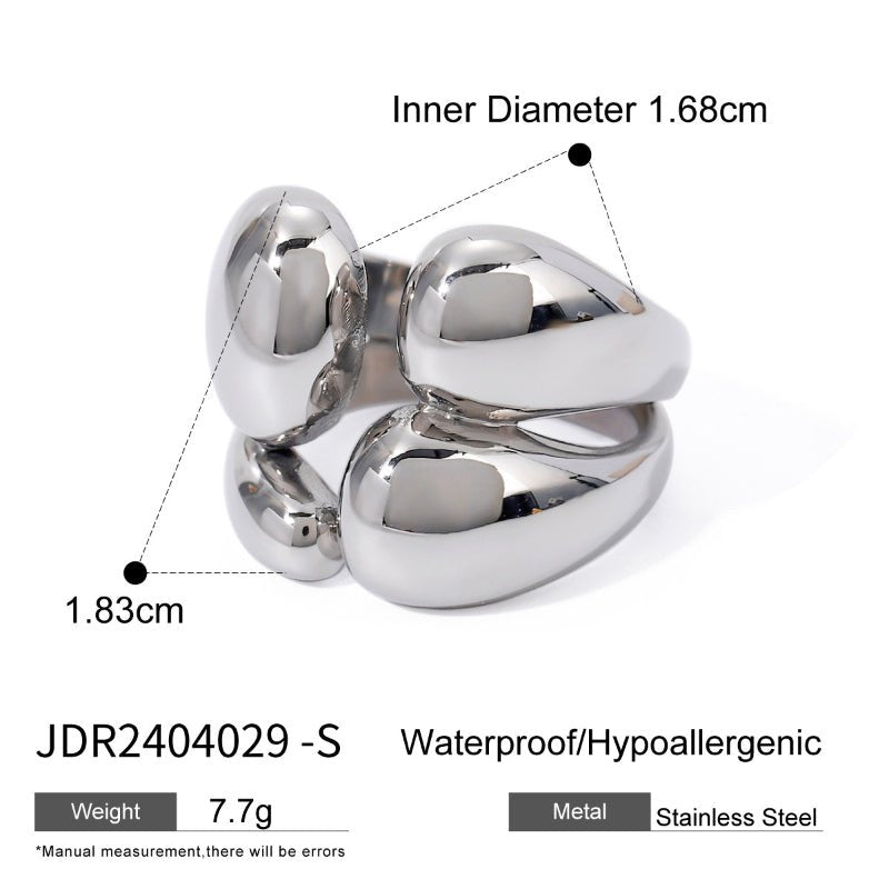 European American Stainless Steel Geometric Silver Ring Premium Niche Finger Ring Titanium Steel Jewelry Cross Border Rings