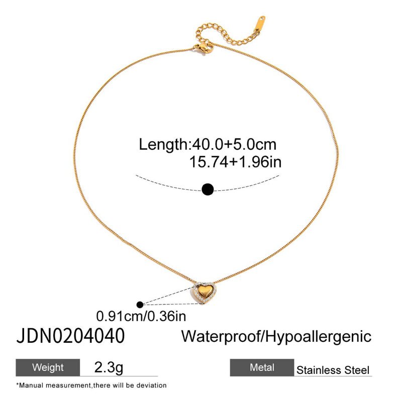 European American Titanium Steel Heart Necklace Light Luxury Niche Clavicle Chain Stainless Steel Jewelry For Women Cross Border Valentine's Day Jewelry