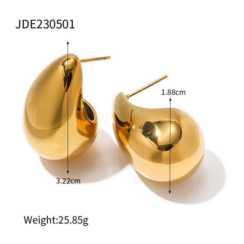 Cross Border Jewelry 18K Gold Water Drop Earrings INS Titanium Steel Earrings European American Earrings For Women INS Water Drop Earrings