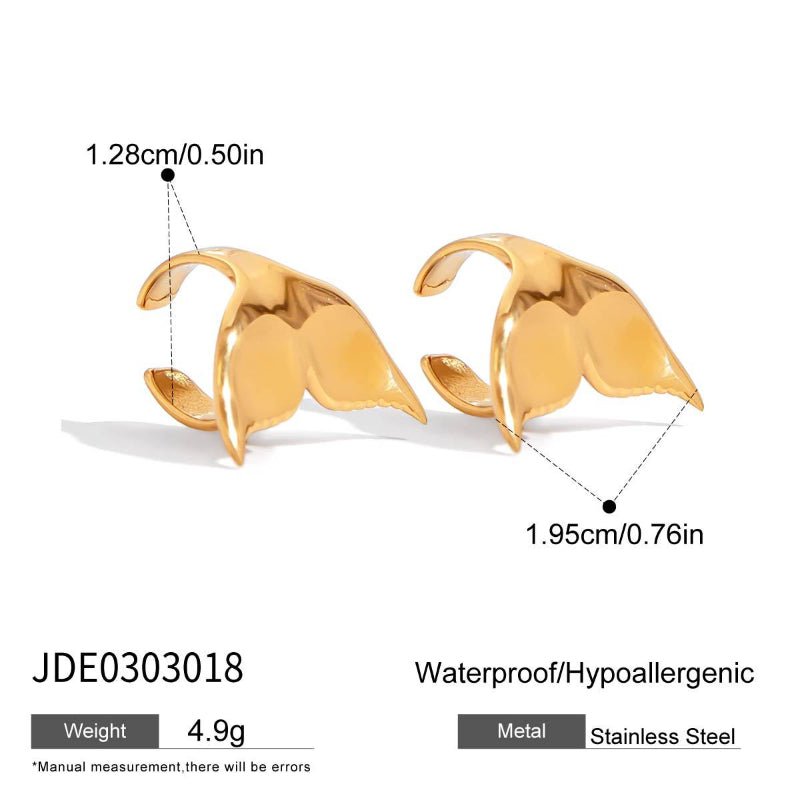 European American Mermaid Tail Stainless Steel Clip-On Earrings for Non-Pierced Ears Dainty High-End Titanium Steel Cross-Border Jewelry for Women