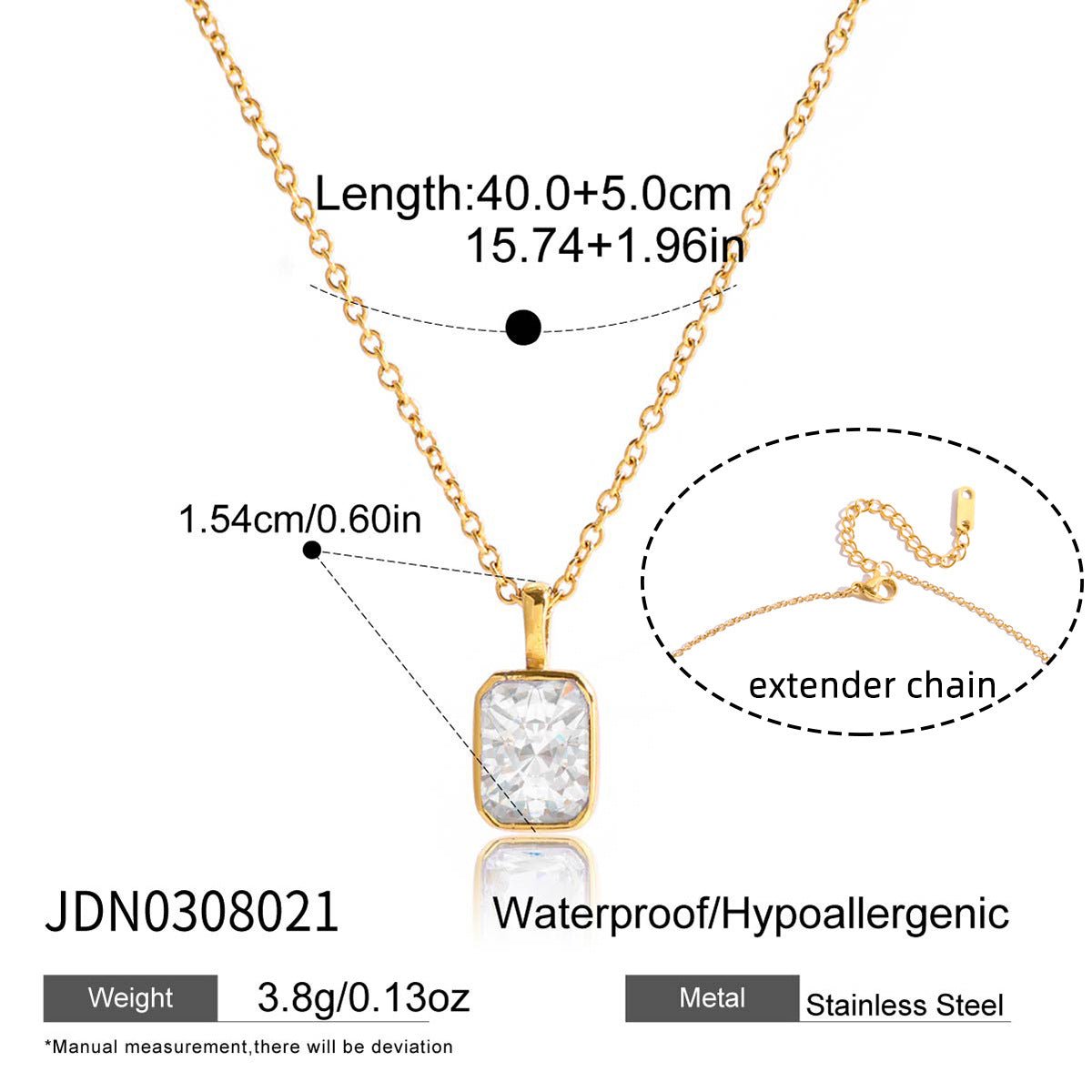 18K Gold Plated Titanium Steel Zircon Necklace - Light Luxury High-End Clavicle Chain, Fade-Resistant Stainless Steel Jewelry for Cross-Border